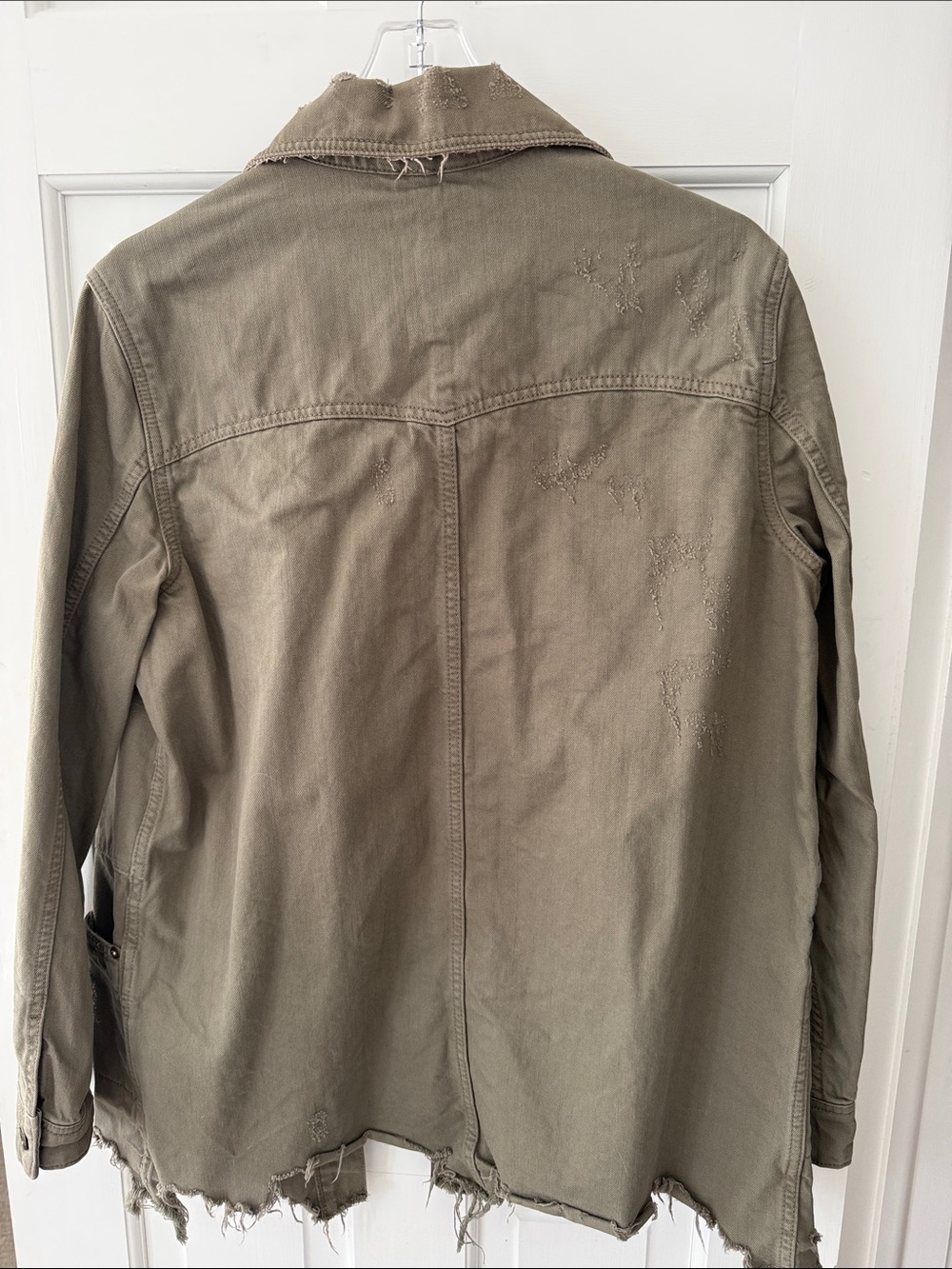 Free People Distressed Olive Utility Jacket